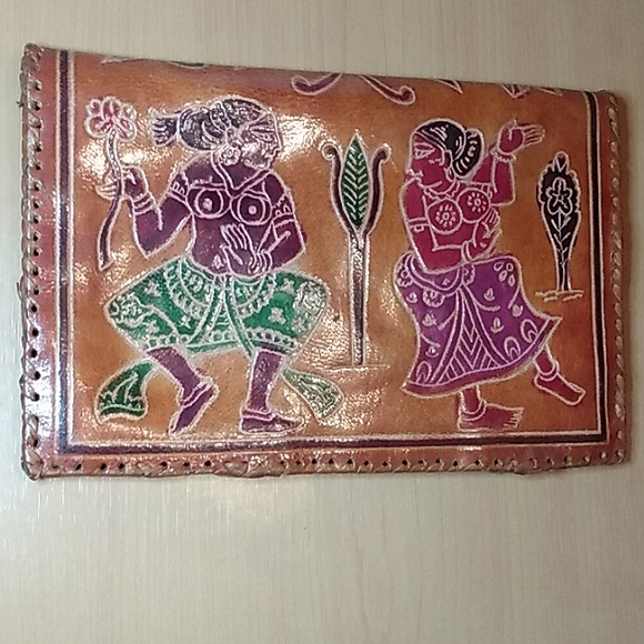 Hand Tooled Leather Tribal Clutch and Wallet - Picture 9 of 13